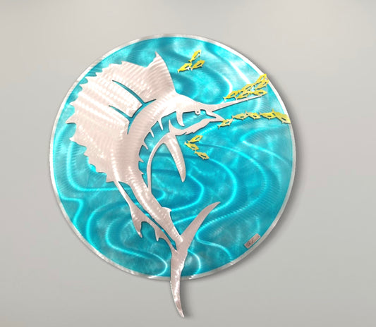 3D Sailfish Splash  30" Circle Design PETE KOZA METAL ART 2