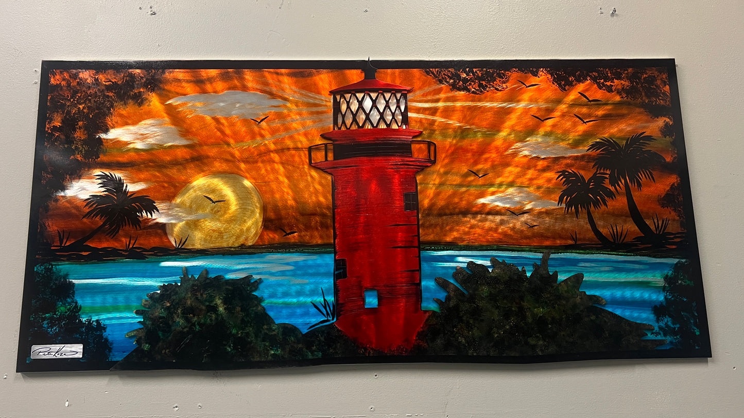 Jupiter lighthouse view Pete Koza Metal Art