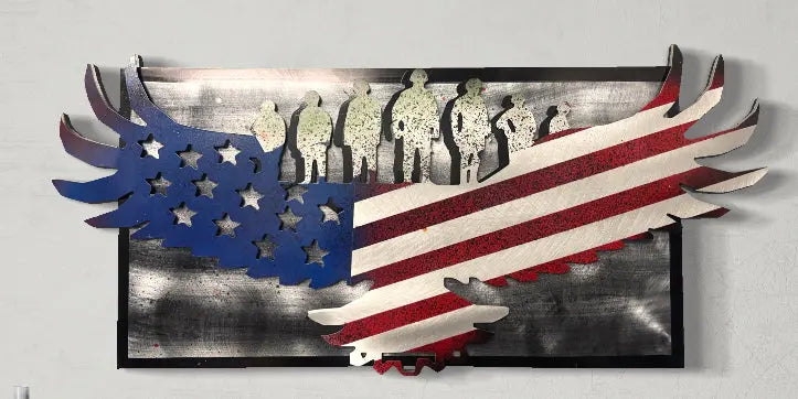 American Flag Eagle Soldier Edition Pete Koza Metal Art