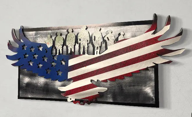 American Flag Eagle Soldier Edition Pete Koza Metal Art