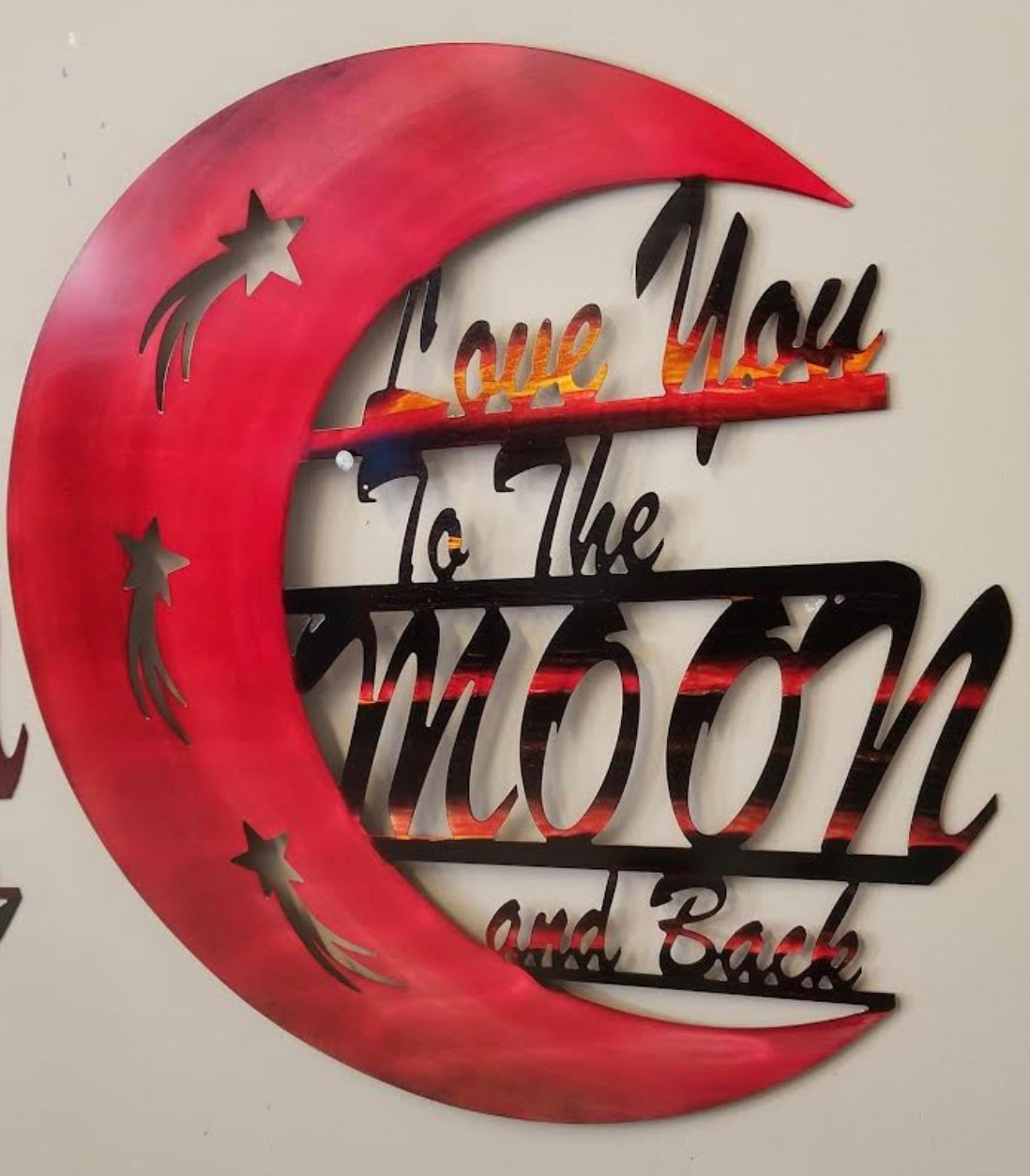 Love you to the moon  + Size and Color Options Pete Koza Metal Art