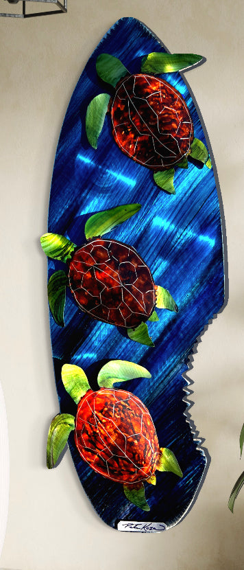 Turtle surf board Pete Koza Metal Art