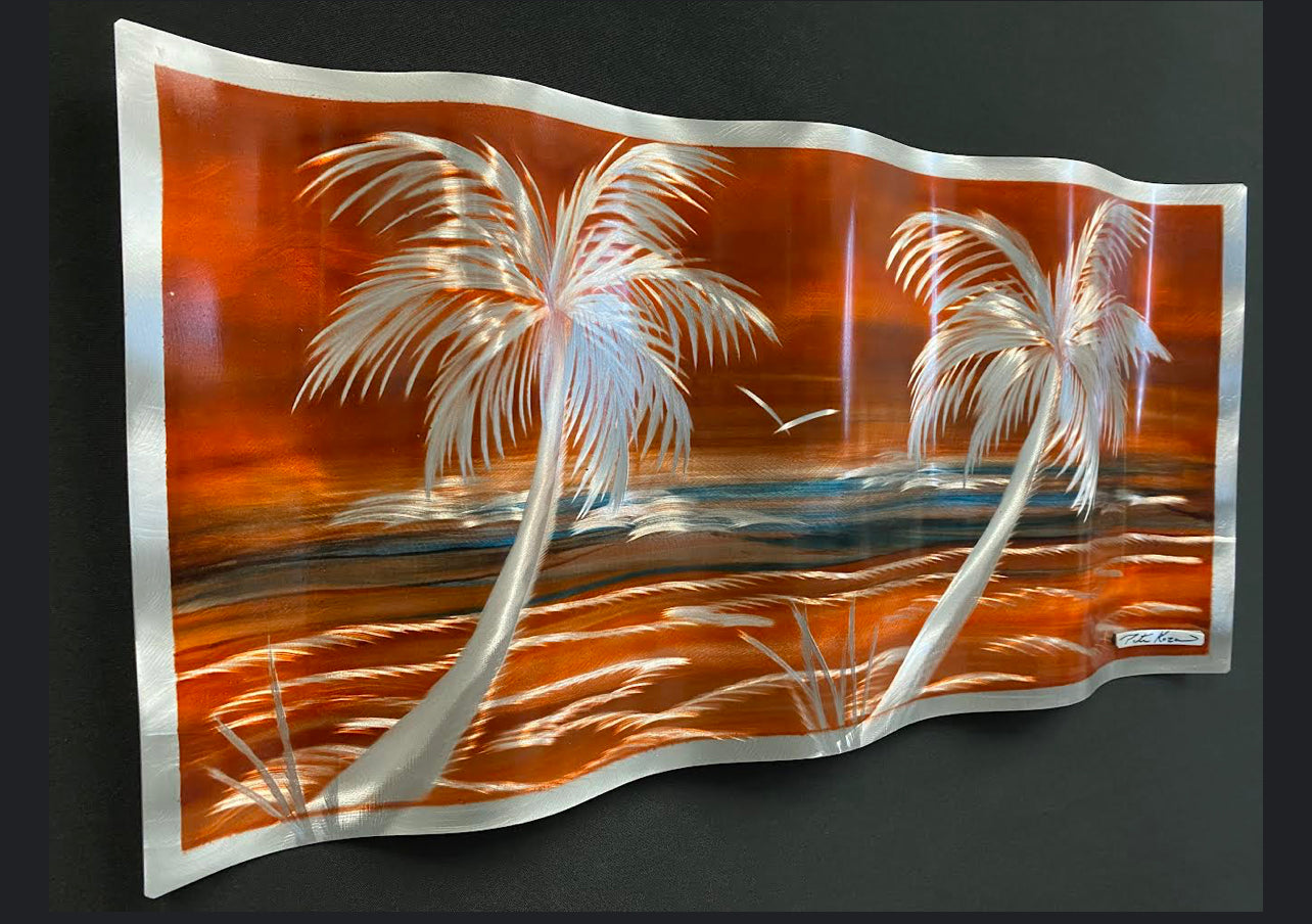 RIPPLED PALMS Pete Koza Metal Art