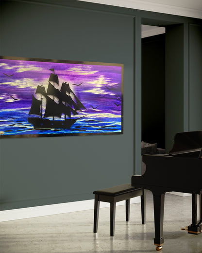 Pirate Ship Over The Purple Horizon Scene PETE KOZA METAL ART