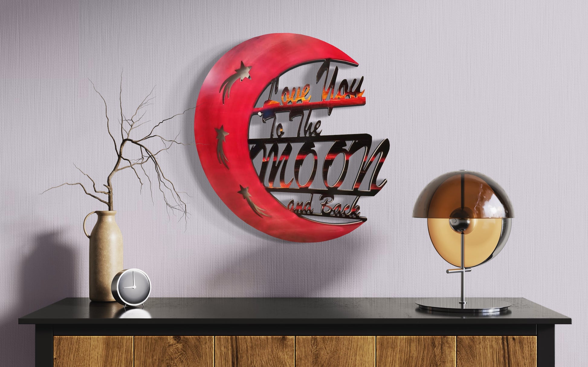 Love you to the moon  + Size and Color Options Pete Koza Metal Art