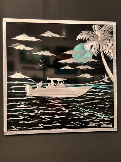 Night Fishing Scene *One Of A Kind* PETE KOZA METAL ART