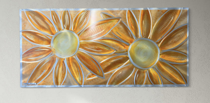 *New Sunflower Scene Pete Koza Metal Art