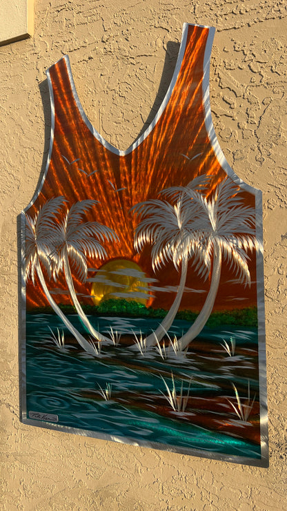 *New Summer Tank Top Edition Palm Beach Scene PETE KOZA METAL ART