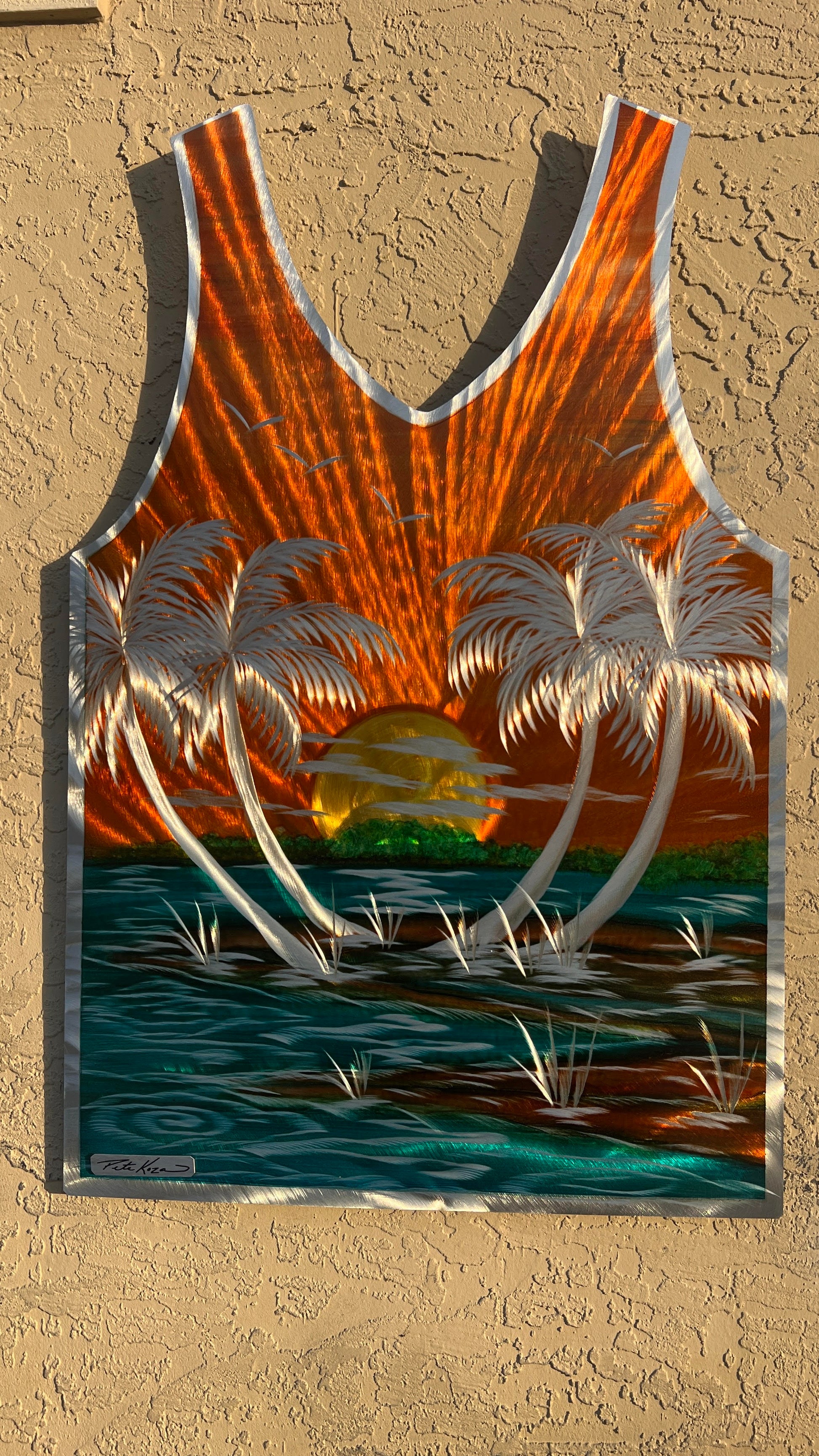 *New Summer Tank Top Edition Palm Beach Scene PETE KOZA METAL ART