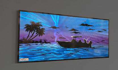 Purple Passion Skis Boating Scene "One Of A Kind" Only One Available Order Now! PETE KOZA METAL ART