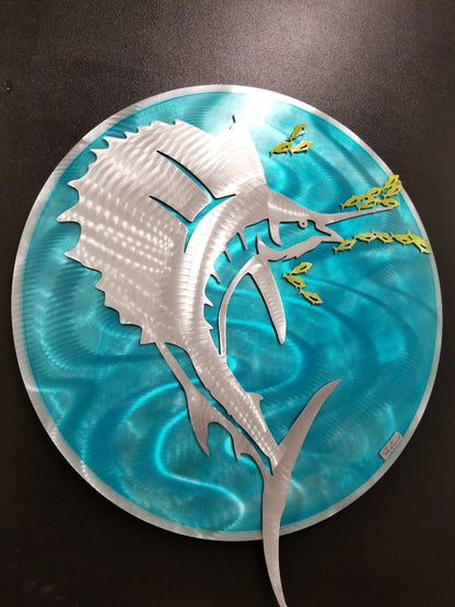 3D Sailfish Splash  30" Circle Design PETE KOZA METAL ART 2