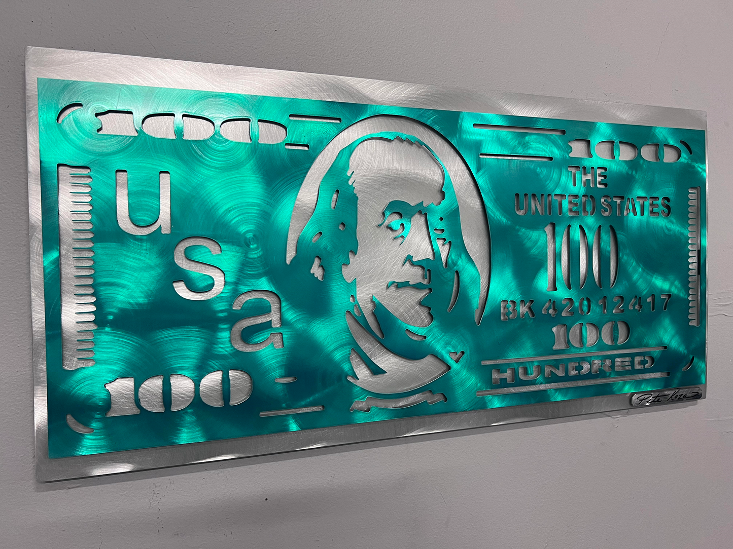 100 Dollar Bill USA V.2 PETE KOZA METAL ART