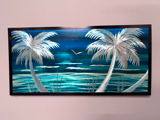 Blue Waves Palm Scene PETE KOZA METAL ART