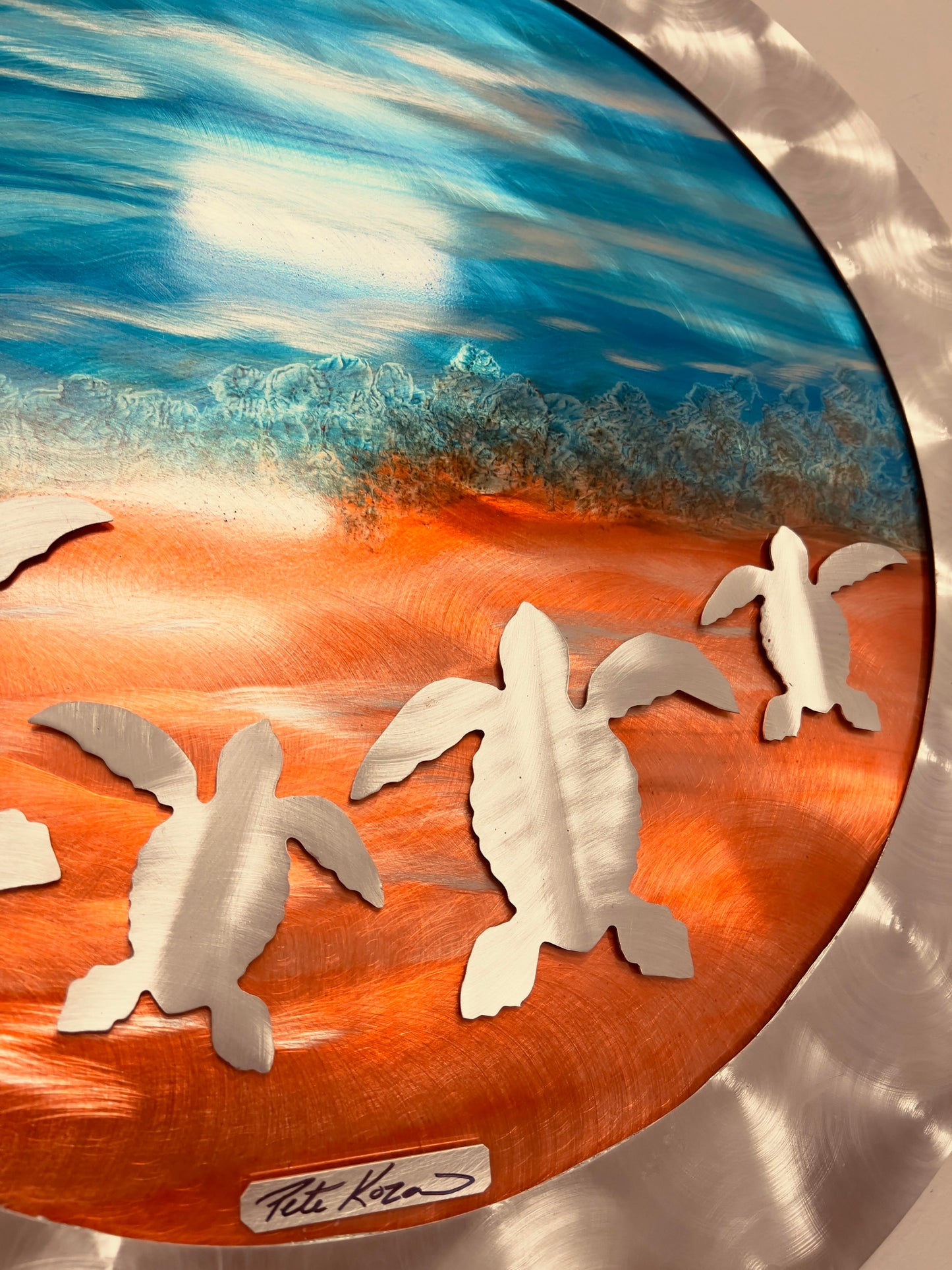 Circle Sea Turtle Scene PETE KOZA METAL ART