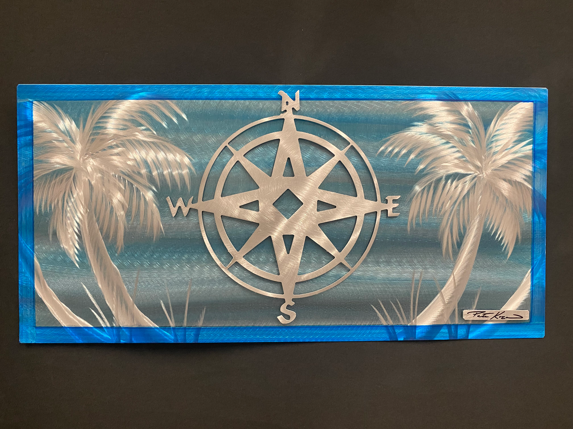 Silver Compass Palm Scenes PETE KOZA METAL ART