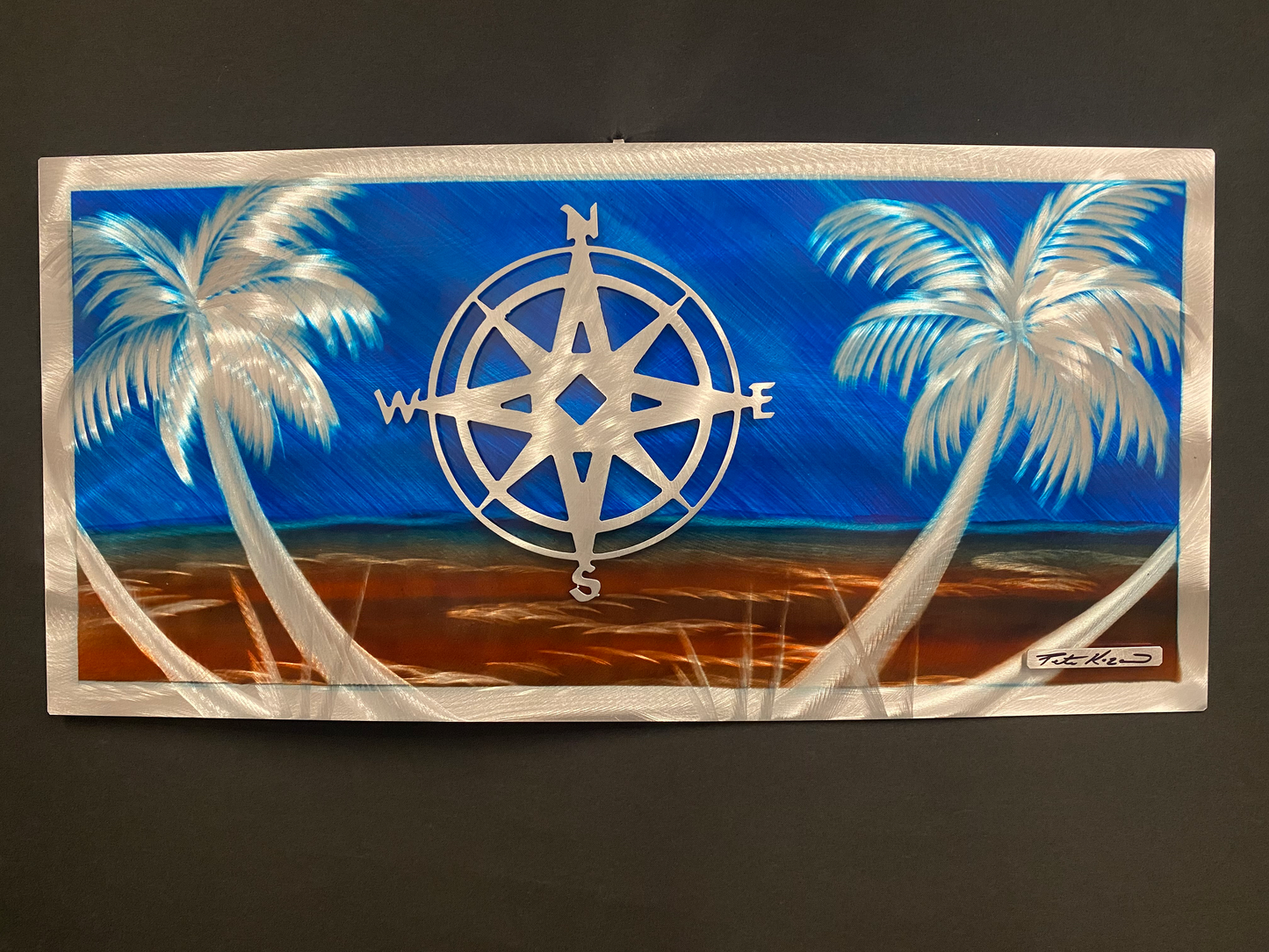 Silver Compass Palm Scenes PETE KOZA METAL ART