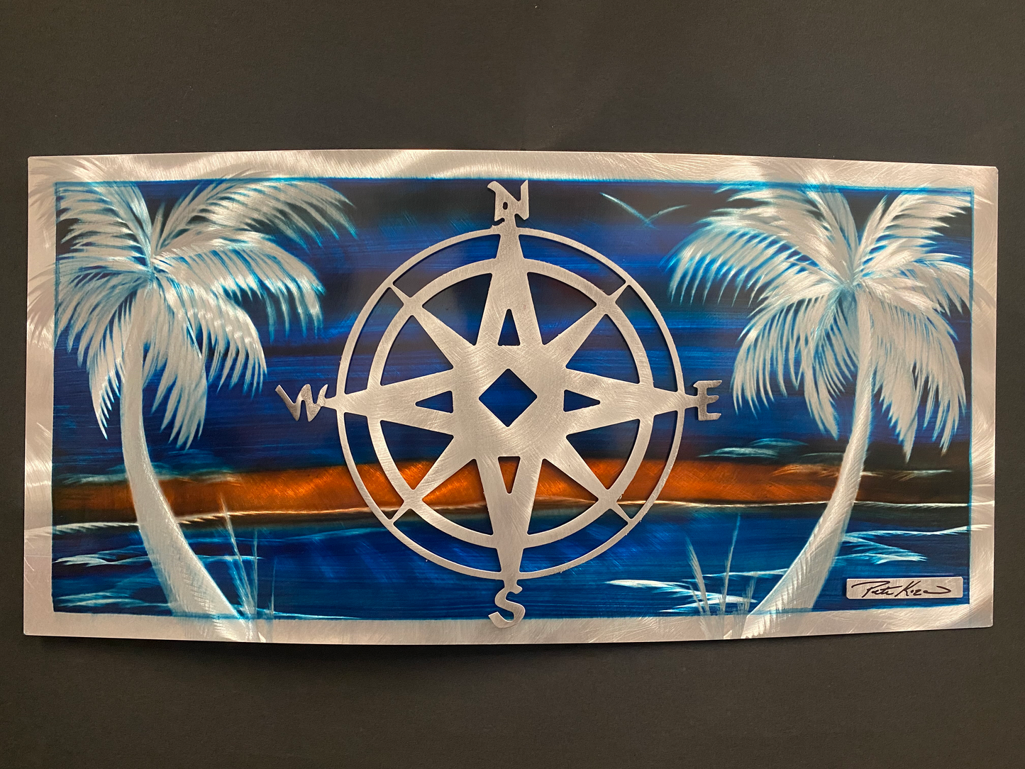 Silver Compass Palm Scenes PETE KOZA METAL ART