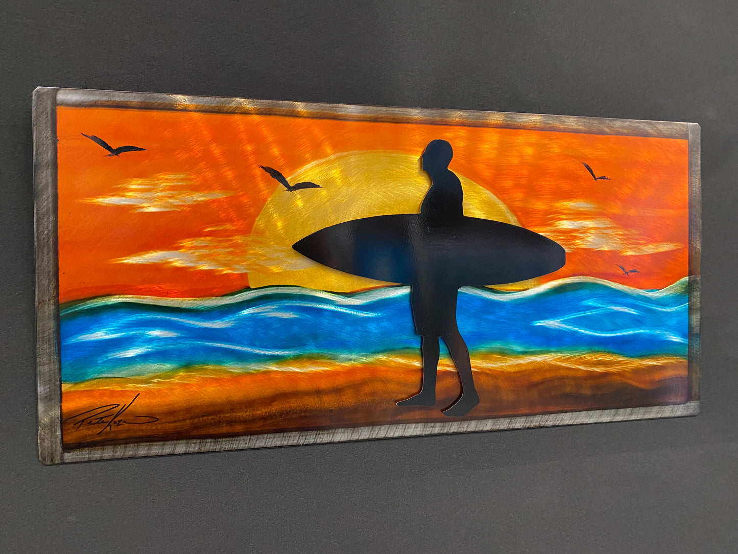 Surf Dude Sunrise Pete Koza Metal Art