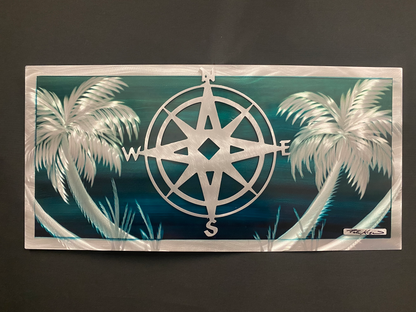 Silver Compass Palm Scenes PETE KOZA METAL ART