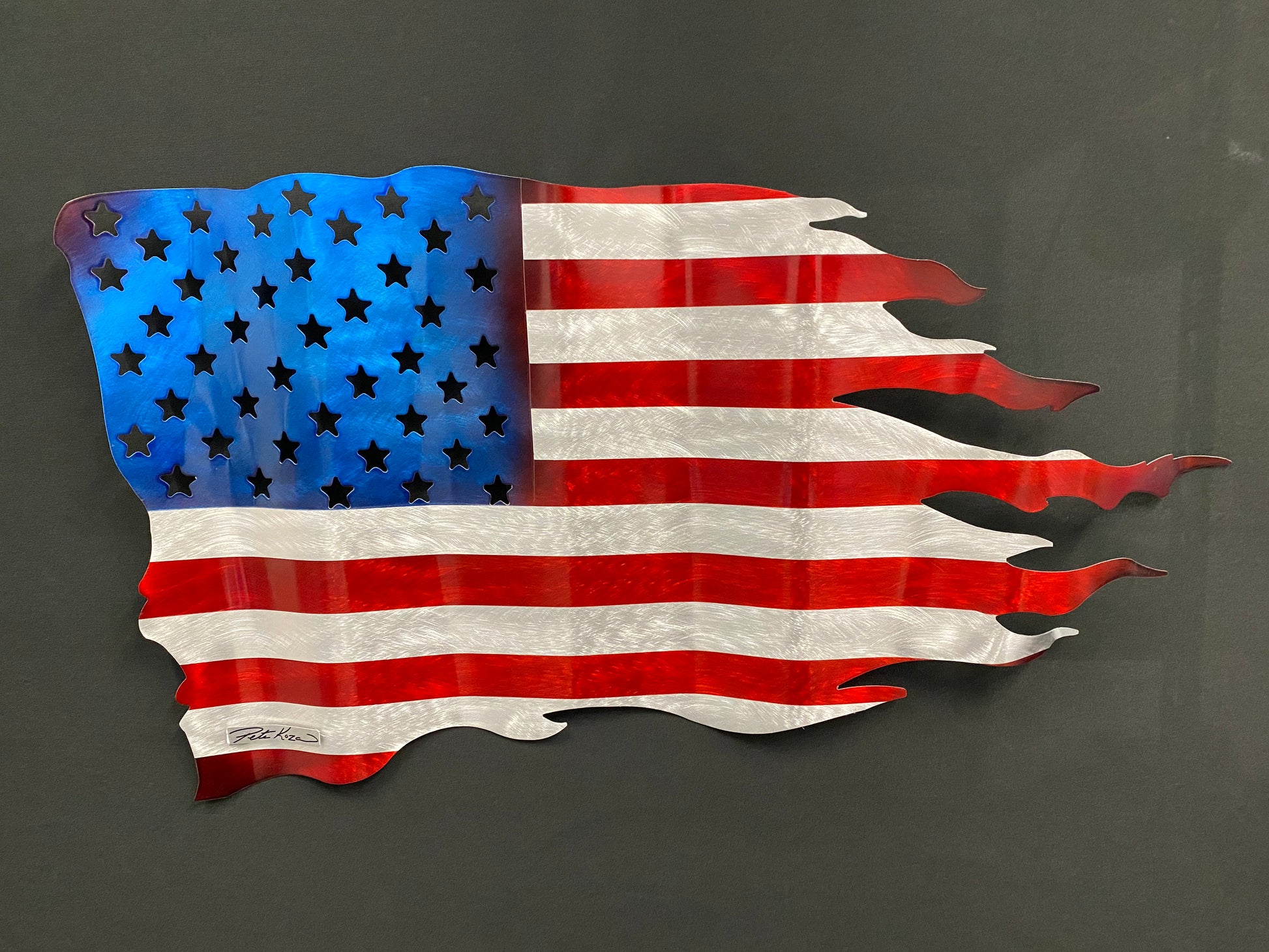 Tattered American Flag PETE KOZA METAL ART