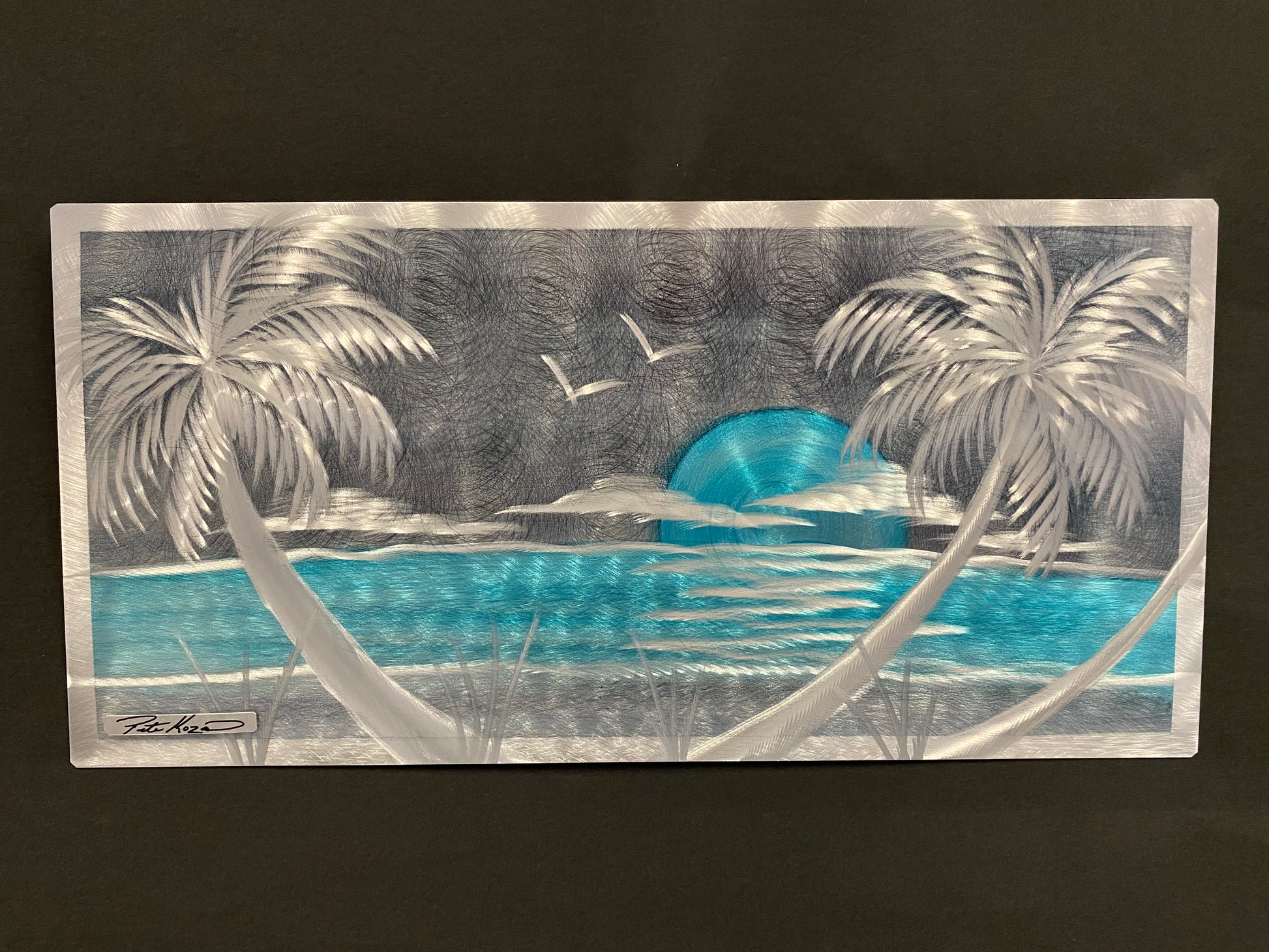 Palm Tree Ocean Scene PETE KOZA METAL ART