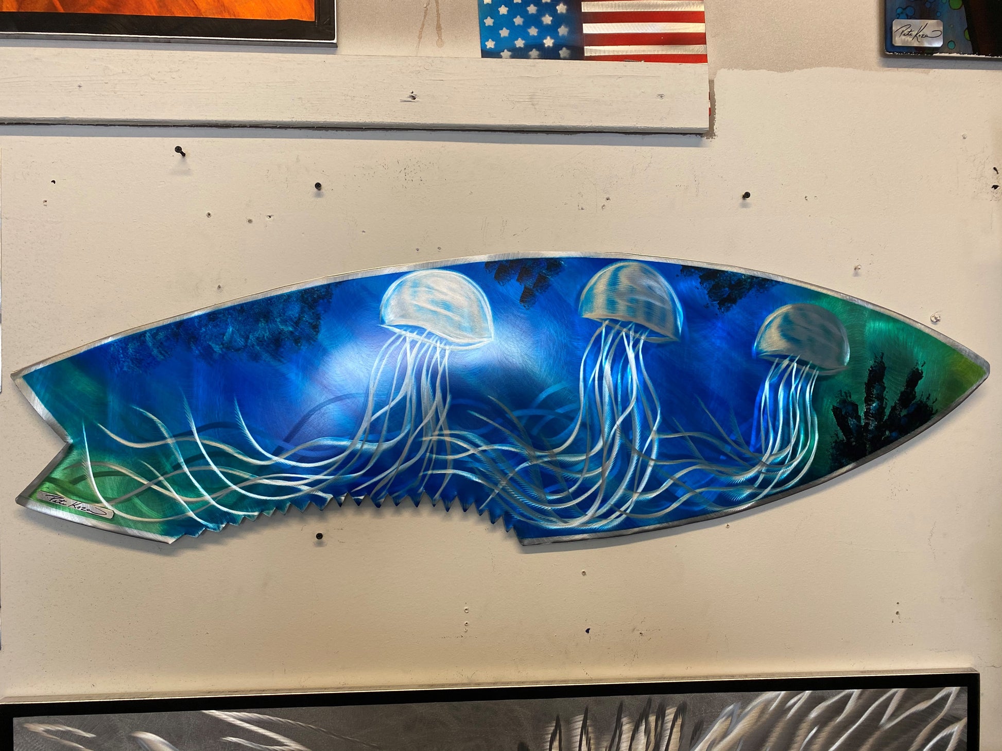 Sharkbite Jellyfish Surfboard PETE KOZA METAL ART