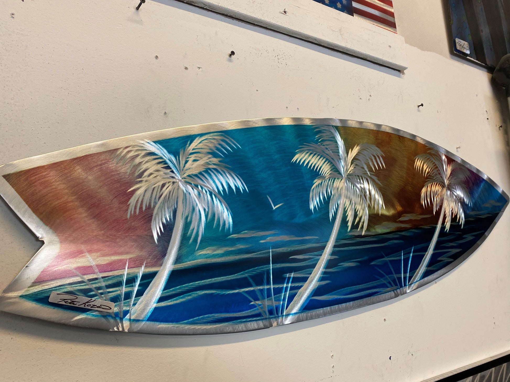 Sunburst Surfboard PETE KOZA METAL ART